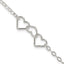 Sterling Silver 10inch Solid Polished Fancy Heart Link Anklet - Larson Jewelers