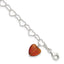 Sterling Silver Link Orange Synthetic Crystal Stone Heart Anklet - Larson Jewelers