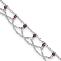 Sterling Silver Rhodolite Garnet Anklet - Larson Jewelers