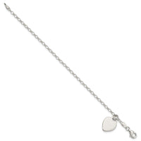 Sterling Silver Engraveable Heart 6 in Childs Bracelet - Larson Jewelers