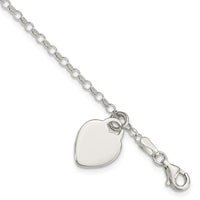 Sterling Silver Engraveable Heart 6 in Childs Bracelet - Larson Jewelers