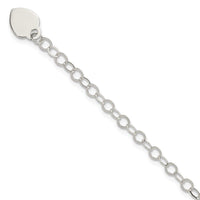 Sterling Silver Engraveable Heart Charm Childs Bracelet - Larson Jewelers