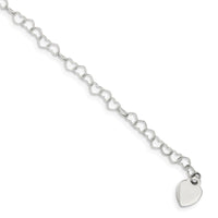 Sterling Silver Engraveable Heart Link Childs Bracelet - Larson Jewelers