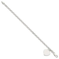 Sterling Silver 1.9mm Engraveable Heart Charm Bracelet - Larson Jewelers