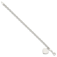 Sterling Silver 1.5mm Engraveable Heart Charm Bracelet - Larson Jewelers