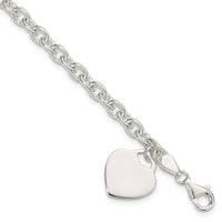 Sterling Silver 1.5mm Engraveable Heart Charm Bracelet - Larson Jewelers