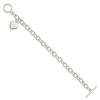 Sterling Silver Dangling Engraveable Heart Charm Bracelet - Larson Jewelers