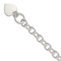 Sterling Silver Engraveable Heart Fancy Link Bracelet - Larson Jewelers