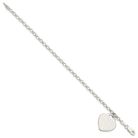 Sterling Silver Engraveable Heart Charm Bracelet - Larson Jewelers