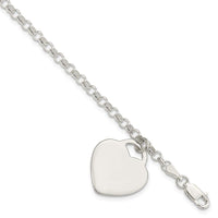 Sterling Silver Engraveable Heart Charm Bracelet - Larson Jewelers