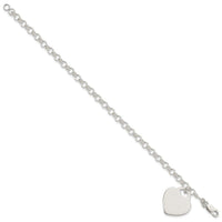 Sterling Silver Polished Engraveable Heart Bracelet - Larson Jewelers