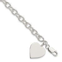 Sterling Silver Engraveable Heart Fancy Link Bracelet - Larson Jewelers