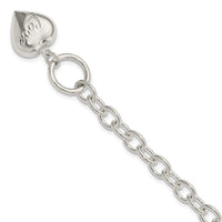 Sterling Silver LOVE Puffed Heart Charm Bracelet - Larson Jewelers