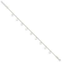 Sterling Silver Polished Hearts 9in Plus 1in Ext. Anklet - Larson Jewelers