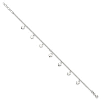 Sterling Silver Polished Hearts Anklet - Larson Jewelers