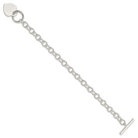 Sterling Silver Engraveable Heart Disc Toggle Bracelet - Larson Jewelers