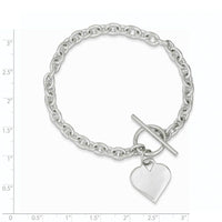 Sterling Silver Engraveable Heart Toggle Bracelet - Larson Jewelers