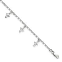 Sterling Silver 10 in Cross Anklet