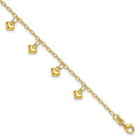 Sterling Silver Gold-tone Polished Puffed Heart 10in Anklet - Larson Jewelers