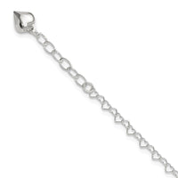 Sterling Silver Polished Puffed Heart 9in Plus 1in ext. Anklet - Larson Jewelers