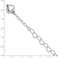 Sterling Silver Polished Puffed Heart 10in Plus 1in ext. Anklet - Larson Jewelers