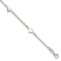 Sterling Silver 9 inch Polished Heart Plus 1in ext. Anklet - Larson Jewelers