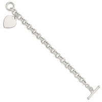 Sterling Silver Engraveable Heart Toggle Bracelet - Larson Jewelers