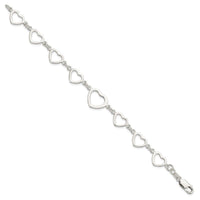 Sterling Silver Polished Heart Fancy Link Bracelet - Larson Jewelers