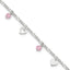 Sterling Silver Pink Glass Beads and Polished Hearts 9 inch Anklet with 1 inch extension - Larson Jewelers