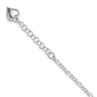 Sterling Silver Polished Heart 9in Plus 1in Ext. Anklet - Larson Jewelers