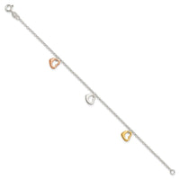 Sterling Silver Polished Flash Gold-plated Heart Bracelet - Larson Jewelers