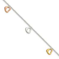 Sterling Silver Polished Flash Gold-plated Heart Bracelet - Larson Jewelers