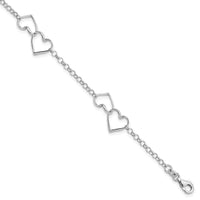 Sterling Silver Rhodium Plated Heart Bracelet - Larson Jewelers