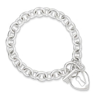 Sterling Silver Polished Heart and Key Bracelet - Larson Jewelers