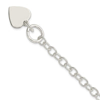 Sterling Silver Polished Engraveable Heart Charm Bracelet - Larson Jewelers