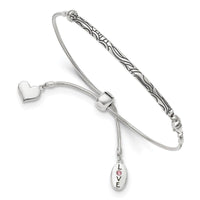 Sterling Silver Antiqued Reflections Crystal Love Heart Adjust Bracelet - Larson Jewelers