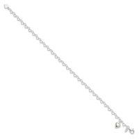 Sterling Silver Heart-link with Heart Charm Anklet - Larson Jewelers