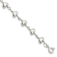 Sterling Silver Polished Heart Link Bracelet - Larson Jewelers