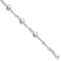 Sterling Silver Polished Heart 7.5in Bracelet - Larson Jewelers