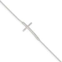 Sterling Silver CZ Cross Bracelet