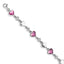 Sterling Silver Rhodium Plated Clear Crystals Pink Heart Crystals and Polished Hearts 6.5 inch Bracelet with 1 inch extension - Larson Jewelers