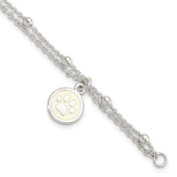 Sterling Silver 2-Strand Heart and Enameled Paw Print Bracelet - Larson Jewelers