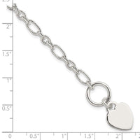 Sterling Silver Polished Heart Charm Fancy Link Bracelet - Larson Jewelers