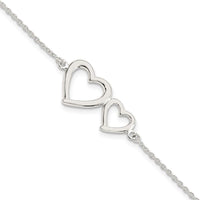 Sterling Silver Polished Two Hearts Bracelet - Larson Jewelers