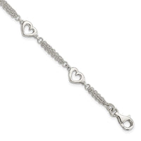 Sterling Silver Polished Hearts 7.5in w/1.0 in ext Bracelet - Larson Jewelers