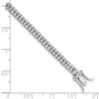 Sterling Silver Rhodium-plated 2-Row CZ Tennis Bracelet