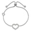 Sterling Silver Rhodium-plated Polished CZ Open Heart Adjustable Bracelet - Larson Jewelers