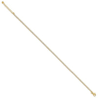 Sterling Silver Gold-tone 2mm CZ 9in Plus 1 inch extender Tennis Anklet