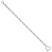 Sterling Silver Open Link 7.25in Heart Clasp Bracelet - Larson Jewelers