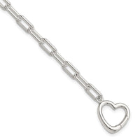 Sterling Silver Open Link 7.25in Heart Clasp Bracelet - Larson Jewelers